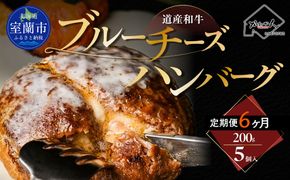 【6ヶ月定期便】道産和牛ブルーチーズハンバーグ（200g）5個入り MROA196