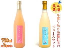 風丸農場　千雪りんごと完熟紅玉のジュースセット　無添加 青森県産　720ml各1本 計2本 飲料類 果汁飲料 りんごジュース 
