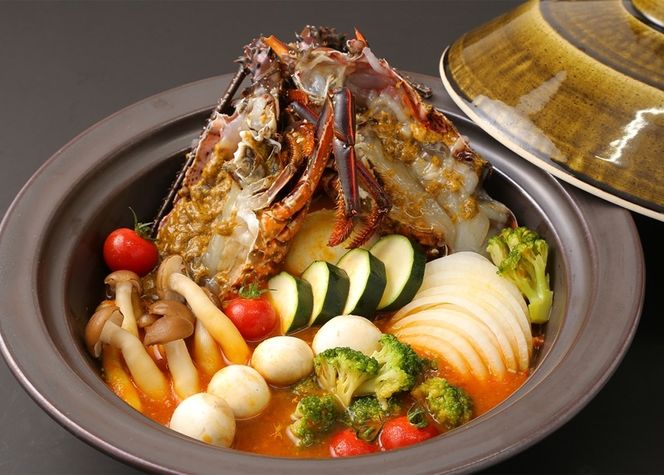 169-3-009　特大伊勢海老２尾使用！『常陸乃国いせ海老』プレミアム会席付　１泊２食ペア宿泊券【 茨城県 日立市 】