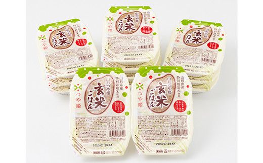 FYN6-510 【定期便】山形県産 山形つや姫玄米ごはん パックごはん 12個セット×12回 特別栽培米つや姫使用 パックライス パックごはん お米 玄米 保存食 備蓄 常温 レンジ 簡単