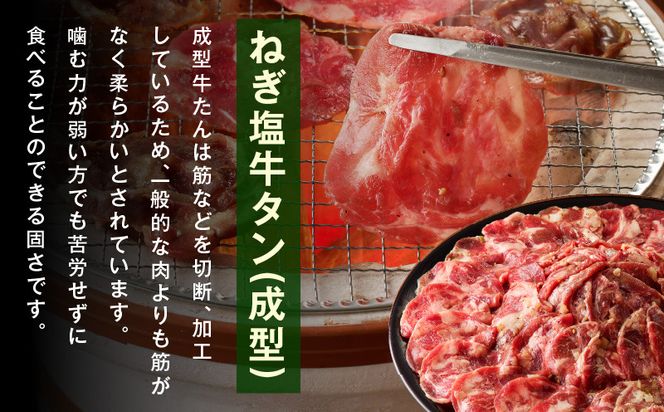 099H4050 ねぎ塩 牛タン 食べ比べセット 合計 1kg（牛タン 500g／成型牛たん 500g）【焼肉用 焼くだけ 小分け BBQ やきにく】