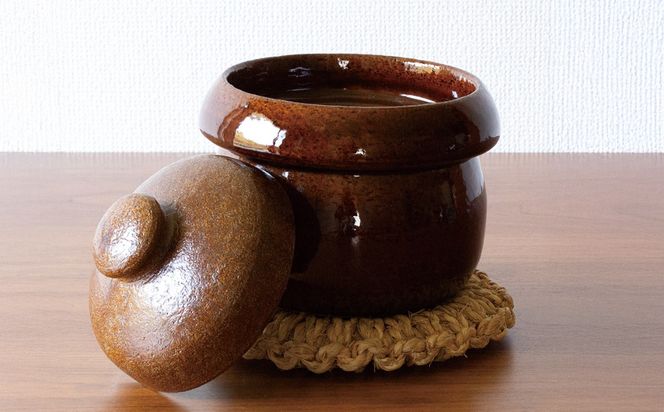 【萬古焼（ばんこやき）】きのこごはん鍋　アメ釉 2合