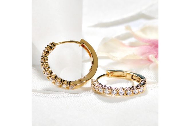 ピアス フープピアス K18YG イエローゴールド ダイヤモンド 0.35ct レディース 18金 円 丸 輪っか バネ式 キャッチレス 中折れピアス【f215-k18yg】 [株式会社オーダーメイドジュエリーメイ 山梨県 韮崎市 20743778] ジュエリー アクセサリー