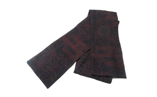 本場結城紬 リメイク マフラーヱ霞・麻の葉模様 リメイクマフラー 紬 手作り 絹 シルク [BN040ci]