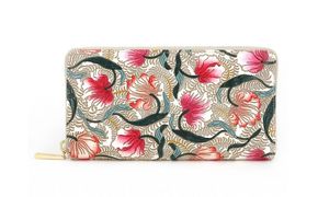 【文庫屋大関】 大容量　ぐるっとファスナーの長財布　ノースガーデン＜コーラル＞【皮革工芸品】 ファッション小物 民芸品 