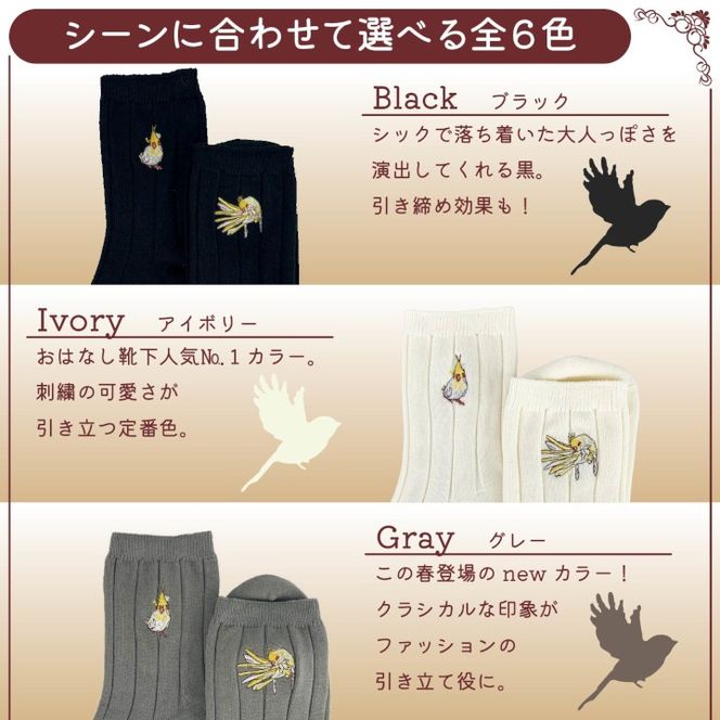 おはなし靴下 ギフトボックス オカメインコ キッズ アイボリー