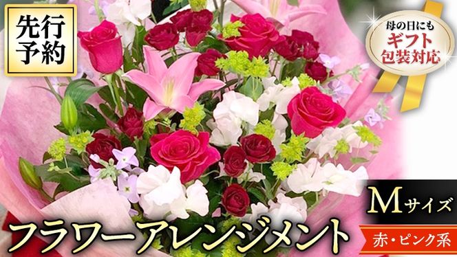 【 母の日 】 フラワー アレンジメント M 赤・ピンク 系 ギフト プレゼント 花 お祝い 贈答 記念日 インテリア [CT082ci01]