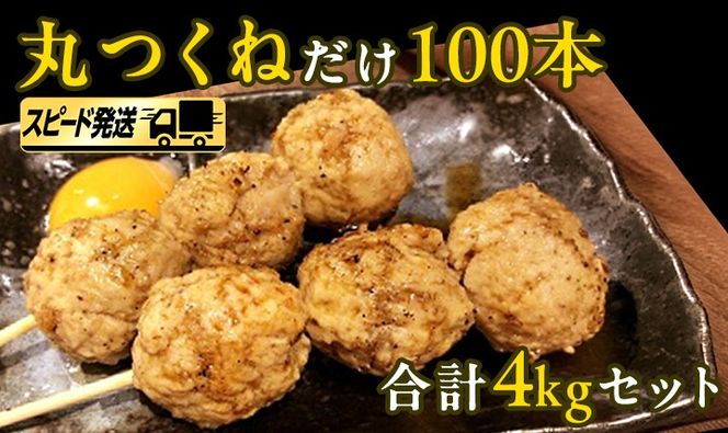 【 スピード 発送 】1本40g！合計約4000g！ 大人気 の 丸 つくね 串 たっぷり 100本 セット （ 丸つくね 串 約 40g × 100本 ） [AI14-NT]