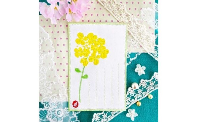 刺しゅうで作った　うれしっしゅの絵葉書　夏　3種3枚セット