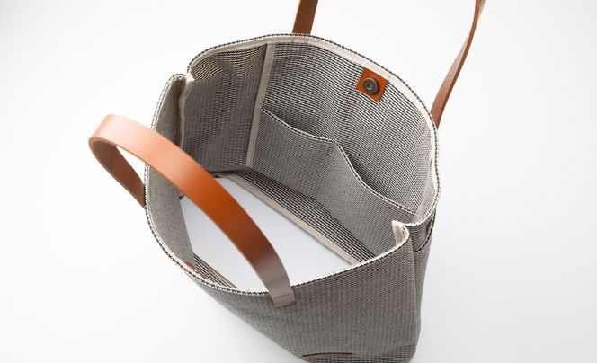 【J-247】ｋｉｉ工房　帆布かばん　スタンダードトートL 手長 千鳥柄【高島屋選定品】