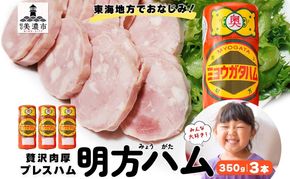 明方 ハム 3本 プレスハム JA ブランド 豚肉 お肉 国産 熟成 塩分 控えめ 豚腸 バーベキュー BBQ 加工品 お取り寄せ 贈答 ギフト 送料無料 めぐみの農業協同組合 岐阜県 美濃市