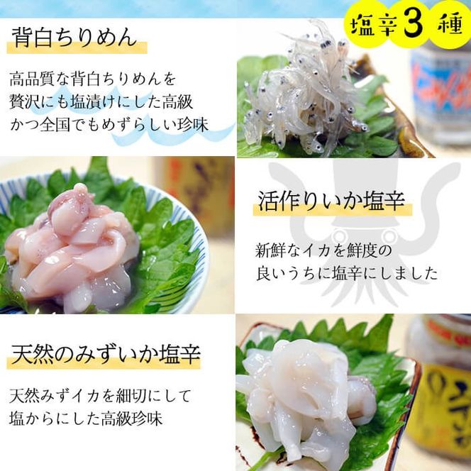 鹿児島県産贅沢三昧セット!鰻蒲焼、アジの干物、釜揚げちりめん、塩辛3種食べ比べ 計6種! b5-181