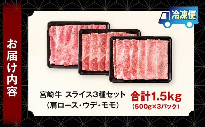 宮崎牛 スライス3種セット（肩ロース・ウデ・モモ）合計1.5kg