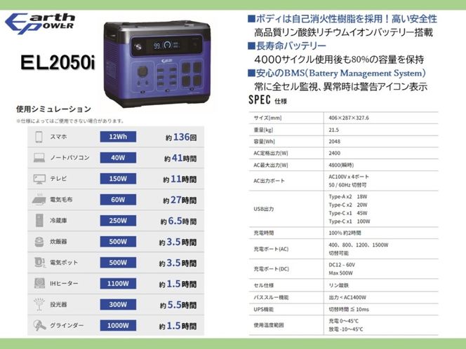 ポータブル電源 EL2050i