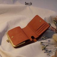 【4色展開】がま口ショートウォレット　通常タイプ　革小物　ハンドメイド　手縫い　一点物　財布　スナッグルレザー