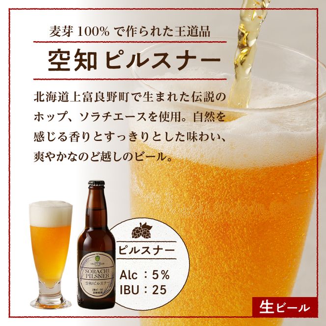 大雪地ビール 滝川クラフトビール 3種 飲み比べ 各2本 計6本｜北海道 滝川市 ビール クラフトビール セット 詰め合わせ 詰合せ 地ビール
