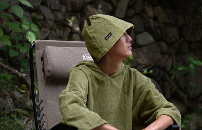 G3540 【スピード発送】サウナハットとミニバスタオルセット（カーキとモスグリーン）