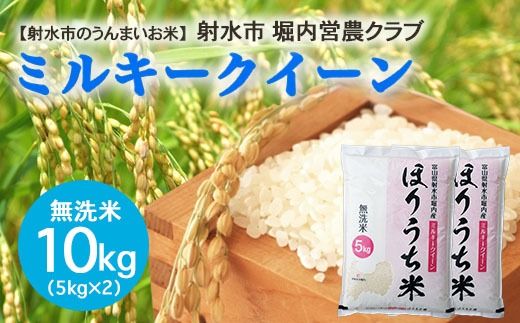 【射水市】【射水の美味しいお米】ほりうち米R8年度産ミルキークイーン10kg（5kg×2）【無洗米】※2026年9月下旬～10月中旬頃に順次発送予定 ※離島への配送不可