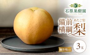 梨 2026年 備前横綱梨（あたご梨）3玉（1玉1～1.4kg）贈答箱【11月下旬～12月中旬頃発送】 ナシ なし 岡山県産 国産 フルーツ 果物 ギフト 石原果樹園 