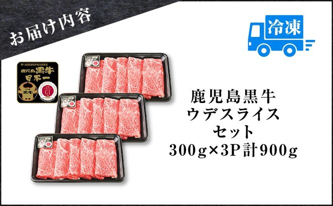 （D-3501）鹿児島黒牛ウデスライスセット 計900g　K127-009