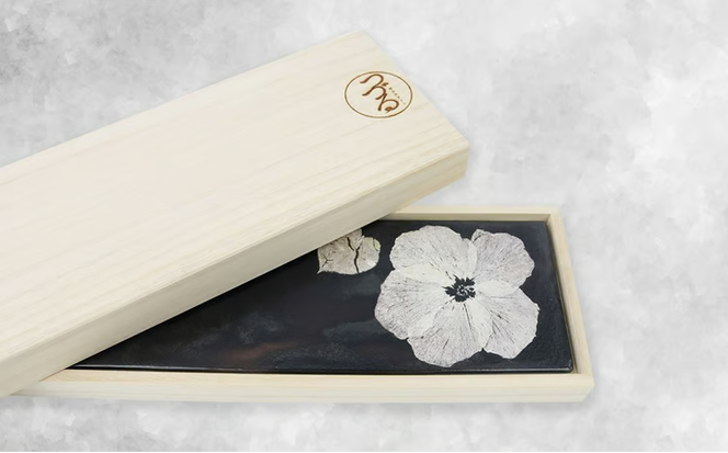 【つづるガラスアート】ゆうなの花　長平皿－SUMI－　1枚