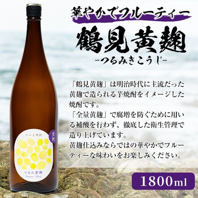 本格焼酎！黄麹セット「次男坊」「こいじゃが」「鶴見黄麹」(1,800ml×各1本、合計3本)黄麹仕込み 国産 焼酎 いも焼酎 お酒 アルコール 水割り お湯割り ロック【岩崎酒店】akn019-38