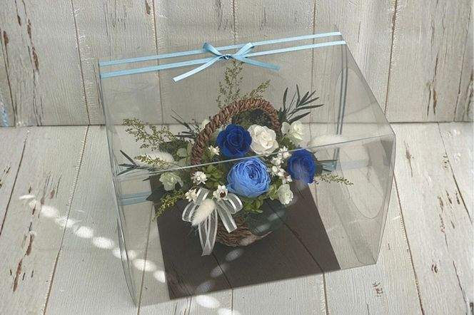 プリザーブドフラワー【コロレ/ブルー】【埼玉県 春日部市 シュガーパイン ブルーローズ 上品 ギフト インテリア 花飾り】(AJ020-2)