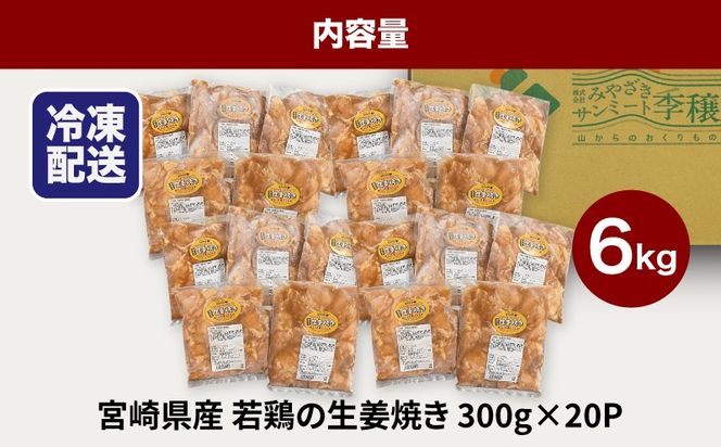 ★スピード発送!!７日～10日営業日以内に発送★宮崎県産若鶏の生姜焼き 小分け 6kg K16_0133