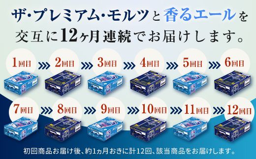 FK7-0463_【プレモル2種交互12回定期便】ザ・プレミアム・モルツ/香るエール 各350ml×24本 熊本県 嘉島町 ビール