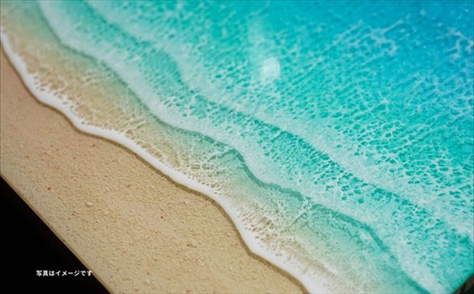 169-60-003　【日立市】波レジンアートパネル（A4サイズ）Green wave【 茨城県 日立市 】