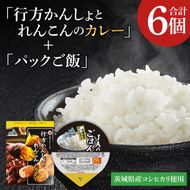 ～GI登録「さつまいも」使用～「行方かんしょとれんこんのカレー」＆「パックご飯」各3個セット｜カレー レトルト レトルトカレー パックご飯 ごはん レンジ コシヒカリ 非常食 ご当地 ご当地カレー 人気 オススメ 便利 特産品 地元特産品 茨城県 行方市(AE-146)