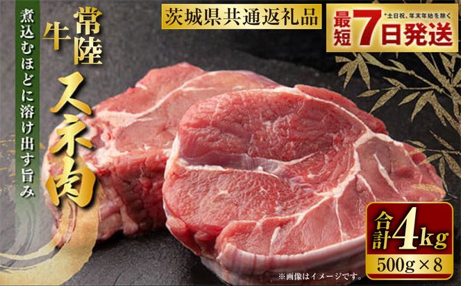 常陸牛 スネ肉 500g×8 合計4kg（茨城県共通返礼品） |  小分け 茨城県産 カレー シチュー 煮込み料理 冷凍