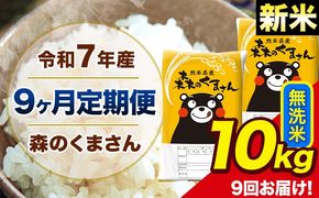 【9ヶ月定期便】新米 令和7年産 森のくまさん 無洗米 10kg 5kg×2袋 計9回お届け 《お申込み翌月から出荷》 お米 こめ 熊本県産 ご飯 備蓄---mk7tei_220500_10kg_mo9_ng_m---