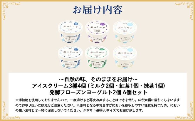 【無添加】北海道 アイスクリーム3種　計4個（ミルク2個・紅茶1個・抹茶1個）とフローズンヨーグルト×2個セット【1103602】