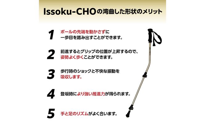 【R17028】ウォーキングポール Issoku-CHO（1足長） CL（カムレバー式） シャンパンゴールド 1本
