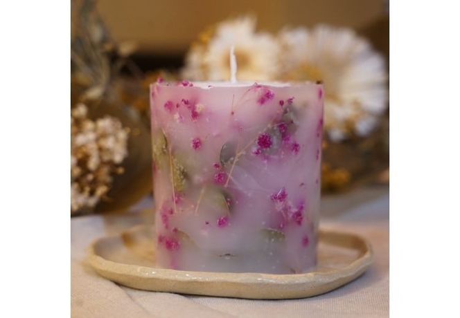 ボタニカルキャンドル ｜ ドライフラワー 花 ギフト 贈り物 かすみ草 癒し インテリア キャンドル 蝋燭 ろうそく 手作り ハンドメイド ナチュラルギフト
