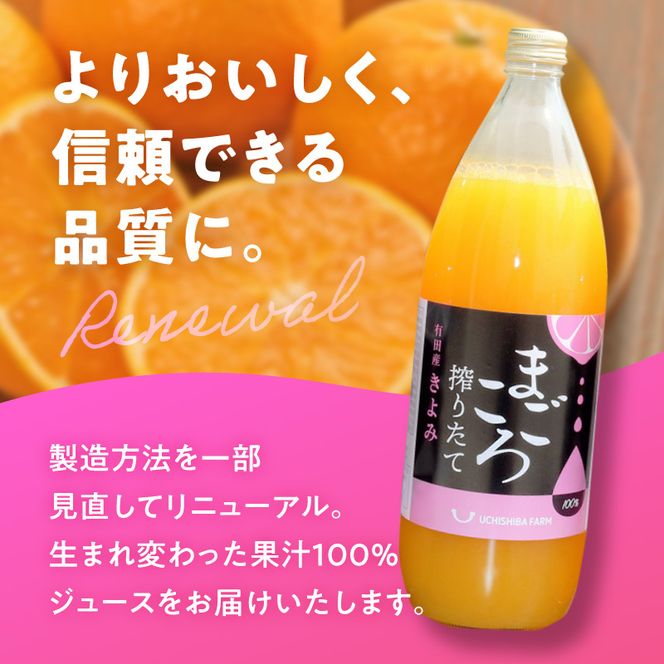 ZE6523_【まごころ搾りたて】清見100%ジュース 1000ml×12本