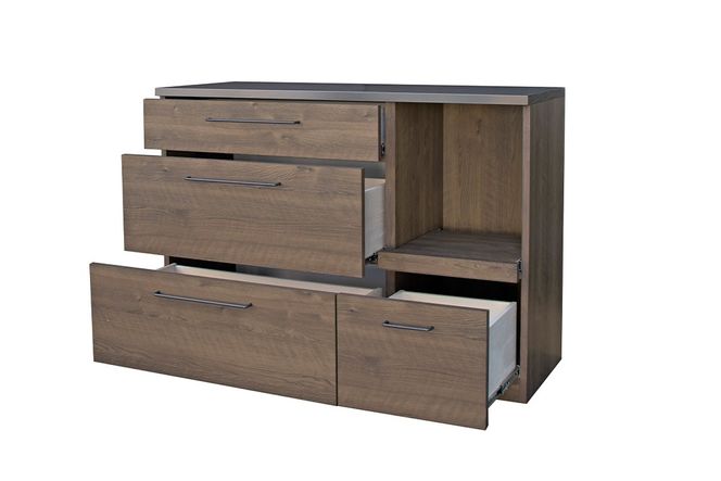 グラーデ 120 キッチンカウンター BR【ブラウン 完成品 特殊鋼板 耐熱 耐傷 収納 作業台】(H062337)