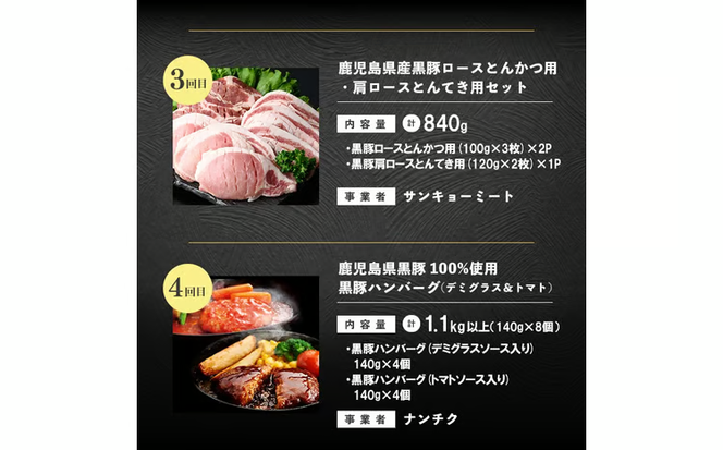 【定期便全4回】鹿児島県産 黒豚の食卓おかずコース！志布志うんまか定期便 t0049-003