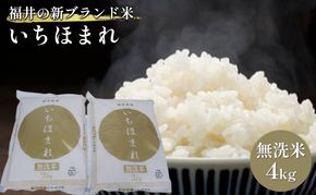 無洗米 いちほまれ4kg（令和7年産）福井の新ブランド米 2kgを2袋 お米 白米 精米 名作 粒感 粘り 絶妙 優しい 甘さ
