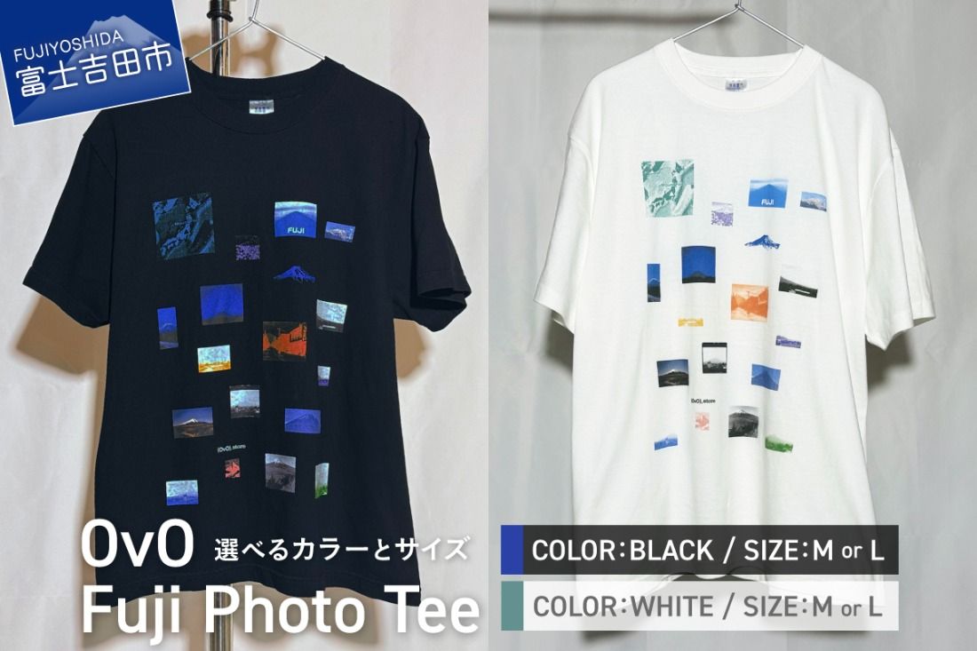 [ 選べるカラー / サイズ ] Tシャツ 半袖 「OvO Fuji Photo Tee」 BLACK WHITE Mサイズ Lサイズ tシャツ ファッション 綿100% 黒 ブラック 白 ホワイト 富士山 ユニセックス 日用品 山梨 富士吉田