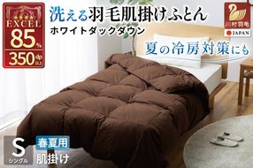 【春夏用】洗える羽毛布団 羽毛布団 シングル 肌掛け 肌掛け布団 ダウン 夏 春 布団 ホワイトダックダウン 85% 0.3kg (無地 ブラウン) ダウンケット ふとん 肌掛 寝具 夏用 春用 日本製 国産 抗菌防臭 花粉フリー 柔軟加工 ダニプルーフ コインランドリー [川村羽毛 山梨県 韮崎市 20743636]
