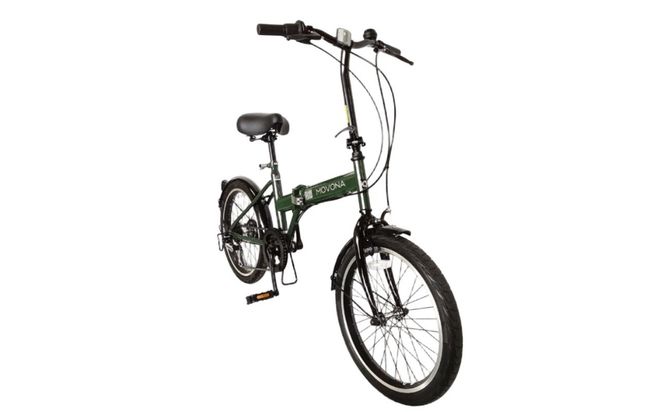 ノーパンク 折りたたみ自転車 MOVONA 20インチ ワイドタイヤ Dark Green（ダークグリーン） SHIMANO6段変速 空気入れ不要 通勤 通学｜武田産業 フォールディングバイク 人気返礼品 三重県 四日市市 ふるさと納税