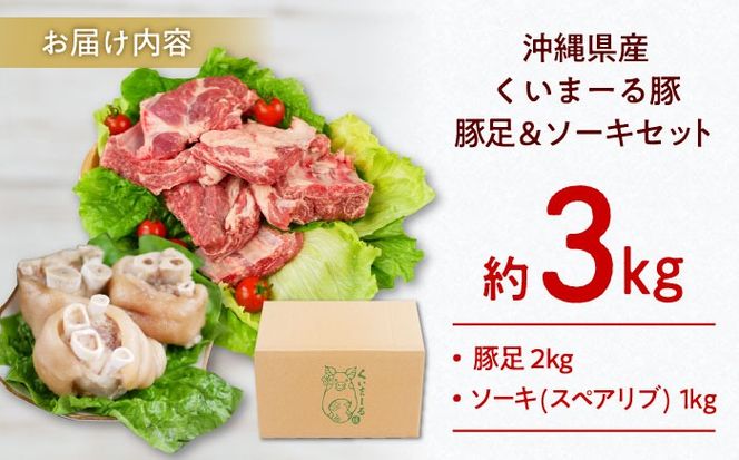 沖縄県産豚肉 豚足・ソーキ (スペアリブ) 3kg 豚肉 豚足 ソーキ軟骨 ソーキ肉 お取り寄せ 真空パック 小分け 冷凍 国産 沖縄市 / 宮城ふぁーむ[BCAJ014]