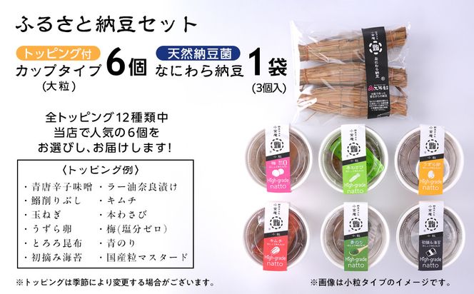 ふるさと納豆　カップタイプ6個となにわら納豆　大粒セット(カップ納豆6個+他1品）＜納豆BAR小金庵＞ 272183_BR32VC01