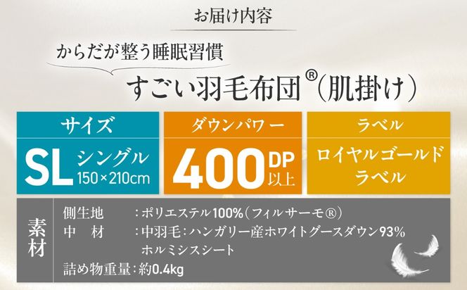 すごい羽毛布団(R)【肌掛け/シングルロングサイズ/カサブランカ】 糸島市 / くじめ屋[ADP017]