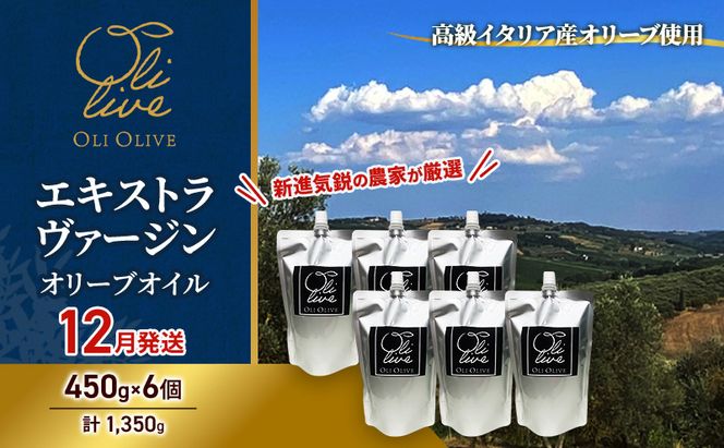 【受賞農家が選出】 高級イタリア産 エキストラ・ヴァージン・オリーブオイル 450g×6個【2026年12月より順次発送】