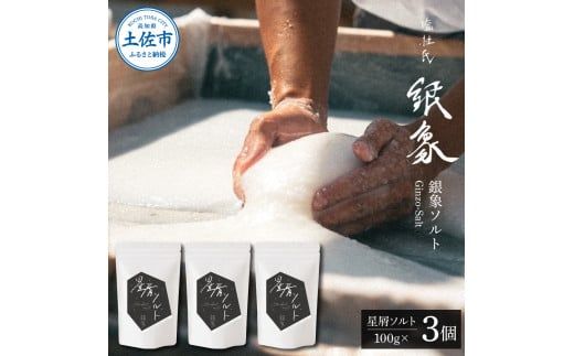 銀象ソルト Ginzo-Salt 星屑ソルト 100g×３個セット 合計300g 塩 しお 調味料 天日塩 完全天日塩 国産 高知県産 ソルト ミネラル 健康 料理 調理 お塩 塩【塩杜氏銀象】 [BQBX004]