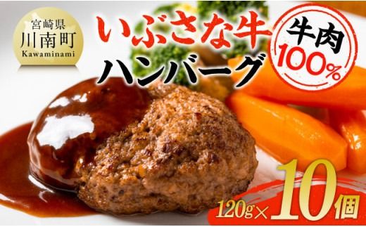 いぶさな牛ハンバーグ 10個 [ 宮崎県産 牛 ハンバーグ 黒毛和牛 ][D05301]
