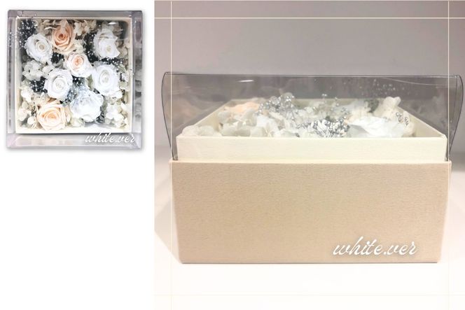 花 プリザーブドフラワー 四角クリアボックス [littleprincess 石川県 宝達志水町 38601236]  お花 プリザーブド フラワー ギフト インテリア 観賞用 小物 お花 花束 長期保存